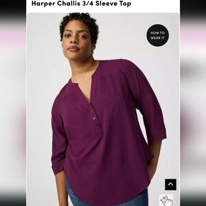 Torrid Harper Challis 3/4 Sleeve Tunic NWT - Size 1